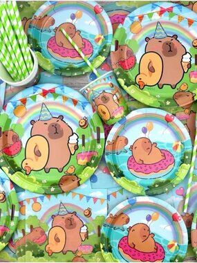 Capybara Birthday Party Supplies Set Balloons Plates Cups Tablecloth Decor Fun!